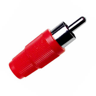 RCA PLUG INLINE SOL PLASTIC RED TIN
