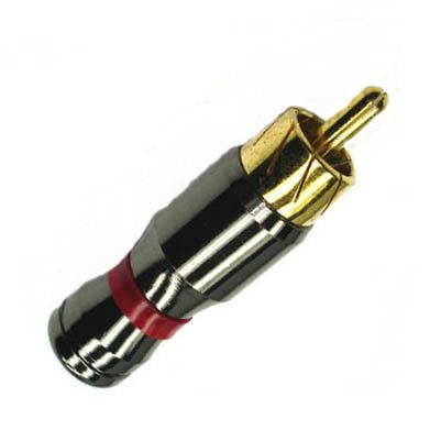RCA PLUG INLINE SOL METAL RED GOLD{{