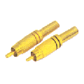 RCA PLUG INLINE SOL MET BLK GOLD STRAIN RELIEF