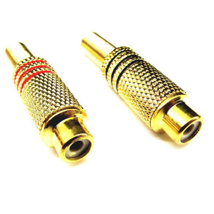 RCA JACK INLINE SOL METAL GOLD 2PCS/PACK 1PC OF RED/BLACK
