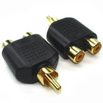 ADAPTER RCA PLUG-2XRCA JACK GOLD