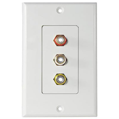 WALL PLATE RCAJKX3 PLAS WHT DECO FOR COMPONENT VIDEO GOLD CONN
