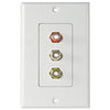 WALL PLATE RCAJKX3 PLAS WHT DECO FOR COMPONENT VIDEO GOLD CONN