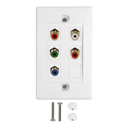 WALL PLATE RCAJKX5 PLAS WHT DECO COMPONENT AUDIO/VIDEO GOLD CONN