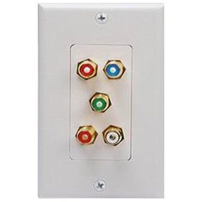 WALL PLATE RCAJKX5 PLAS WHT DECO COMPONENT AUDIO/VIDEO GOLD CONN