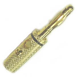 BANANA PLUG SOLDERLESS GOLD BLACK{{