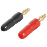 BANANA PLUG CRIMP-ON GOLD RED/BLK