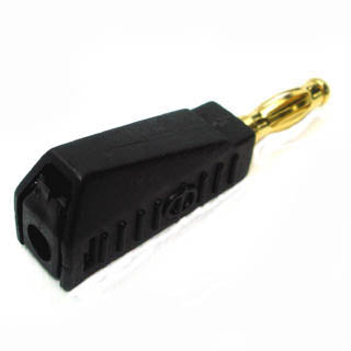 BANANA PLUG CRIMP STD BLACK INSULATD STACKABLE{{
