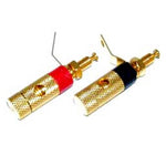BINDING POST BLK & RED METAL GOLD PLATED 12-10AWG