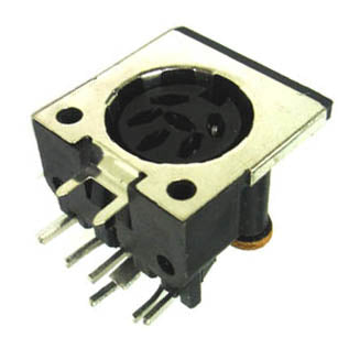 DIN JACK 6POS PCRA PLASTIC/SHLD BLACK{{
