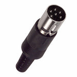 DIN PLUG 6POS INLINE PLASTIC BLK 240 DEGREES W/STRAIN RELIEF