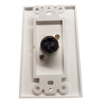 WALL PLATE XLR 3JK LOCK PLASTIC WHITE TIN