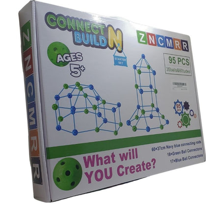 CONNECT N BUILD FORT BUILDING KIT 95PCS 35 BALLS & 6 TUDES