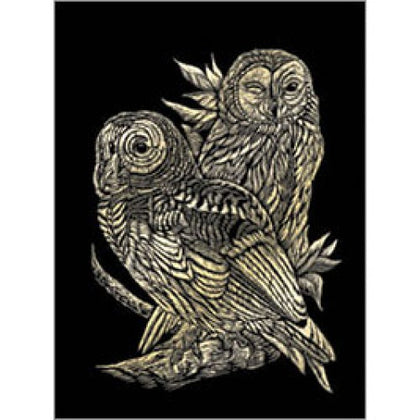 GOLD ENGRAVING OWLS