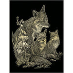 GOLD ENGRAVING FOX & CUBS