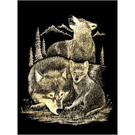 GOLD ENGRAVING WOLVES