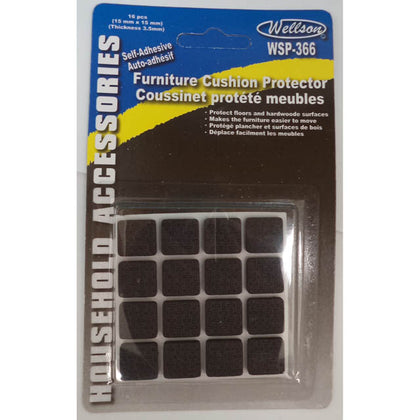 FEET RUBBER SQUARE 15X3MM ADHESI
