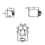 RELAY AC 220V 2P2T 10A 8P ROUND 10A/250VAC W/LED AND TEST BUTTON