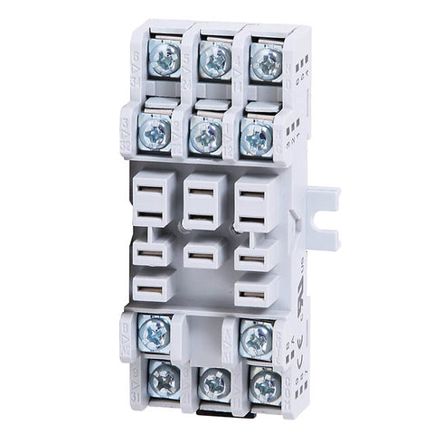 RELAY SOCKET 11P SQR SCREW 15A 300VAC CHMT/DIN-RAIL WHT