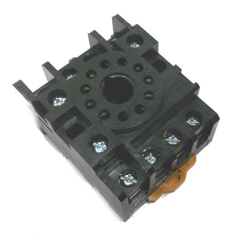 RELAY SOCKET 11P RND SCREW 10A 250V DIN RAIL/CHMT