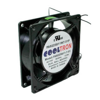 FAN AC 115V 3.6X1IN BB 12/9W 25/34CFM MET WITH WIRE