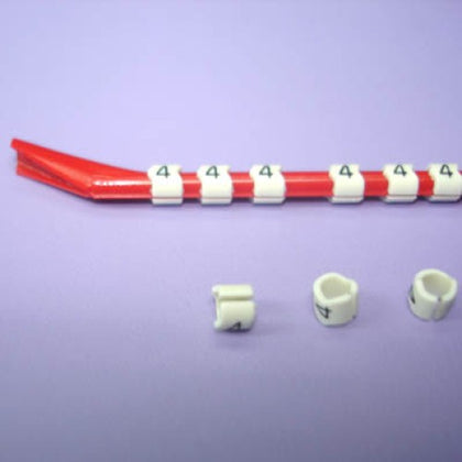 WIRE MARKER SNAP ON 18-16AWG RED LEGEND 4