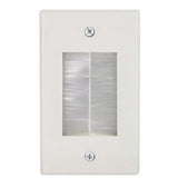 WALL PLATE FOR BULK CABLE SINGLE WHITE BRUSH STYLE WITH CLIPS