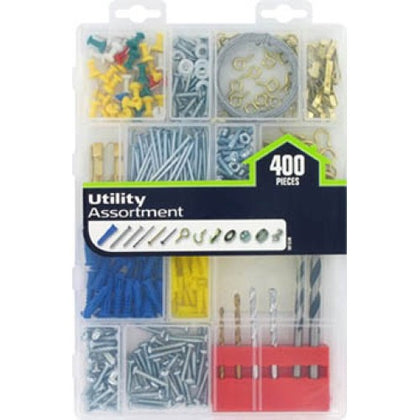 SCREWS NAILS WALLPLUGS HOOKS ANCHORS DRILL BITS 400PCS/SET