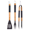 BBQ TOOL SET WOODEN HANDLES WITH RUBBER GRIP 3PCS/SET