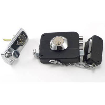 DEADBOLT LOCK NICKLE PLATED RIGHT HANDED CHAIN WITH 3 KEYS