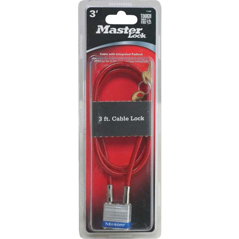 CABLE PADLOCK & KEY 36IN MULTI-PURPOSE VINYL COATED