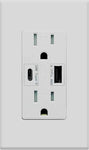 ELECTRICAL RECEPTACLE 2POS USB-A 1.2A & USB-C 3A DECORA WALLPLATE