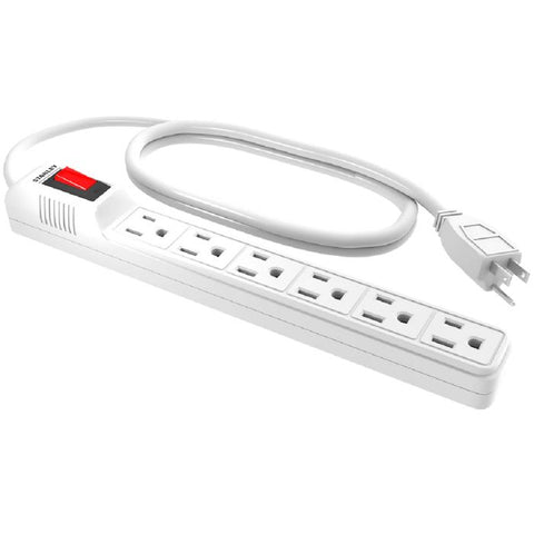 POWER BAR 6 O/LET 2FT CORD 14/3 SJT WHITE WITH CIRCUIT BREAKER