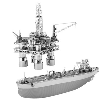 OFFSHORE OIL RIG & TANKER METAL EARTH 3D LASER CUT MODEL