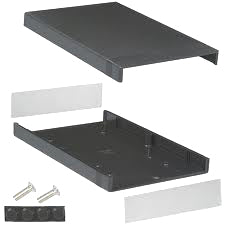 PROJECT BOX 9.8X6.3X1.6IN PLASTI BLACK WITH ALUM PANELS{{