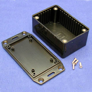 PROJECT BOX 3.3X2.2X1.5IN PLAS BLACK WITH FLANGED LID{{