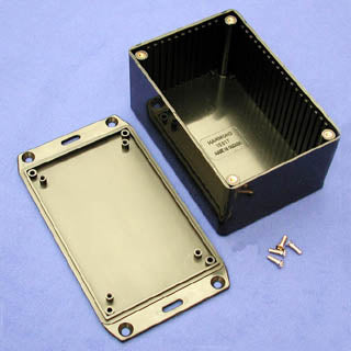 PROJECT BOX 4.7X3.2X2.3IN PLAS BLACK WITH FLANGED LID{{