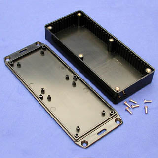PROJECT BOX 6.5X2.8X1.1IN PLAS BLACK WITH FLANGED LID{{