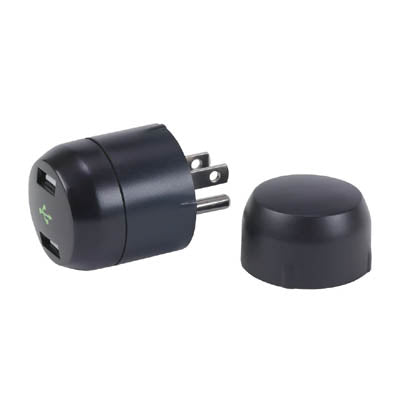 USB WALL CHARGER DUAL 5VDC@2.1A IP:120VAC ASSORTED COLORS