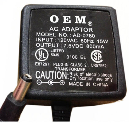 PSU 7.5VDC 800MA 2.1MM C+ PLUGIN IP:120VAC