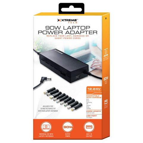 PSU SW 12-24VDC 90W LAPTOP 9PL W/USB 1A 3.6FT CORD