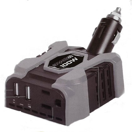 INVERTER DC/AC 100W 12VDC-115VAC AC OUTLET AND DUAL USB PORTS