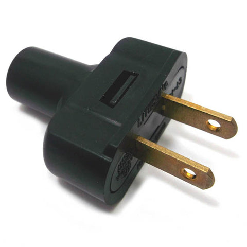 AC PLUG 2POS 15A 125V RUBBER BLK NON POLARIZED