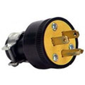 AC PLUG 3POS 15A 125V IL RUBBER BLK