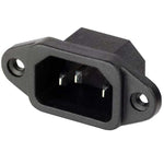 AC PLUG 3POS 10A 250V CHMT QT PLAS BLK WITH FLANGE