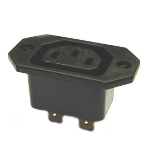 AC SOCKET 3POS 15A 250V CHMT QT W/FLANGES & MOUNTING HOLES