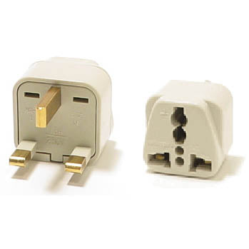 TRAVEL ADAPTER 3P UK PLUG TO UNIVERSAL JACK WITH GROUND