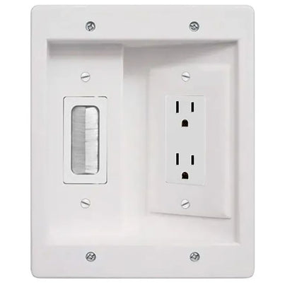 ELECTRICAL RECEPTACLE RECESSED DUPLEX W/CABLE PASS-THROUGH 15A