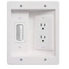 ELECTRICAL RECEPTACLE RECESSED DUPLEX W/CABLE PASS-THROUGH 15A