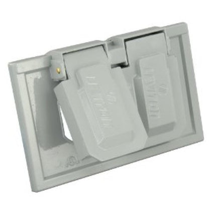 WALL PLATE ELECT 2POS WEATHERPRF GREY OUTDOOR W/HARDWARE & COVER